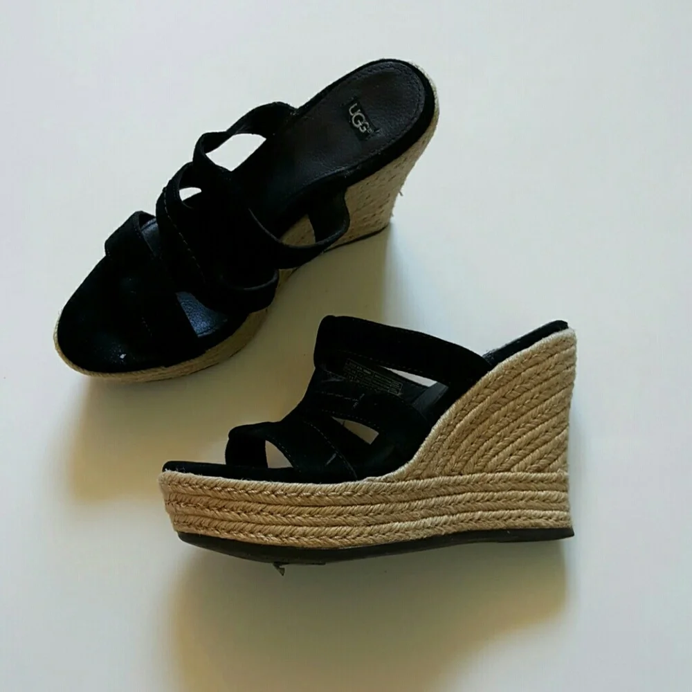 UGG women black platform sandals suede women size 7